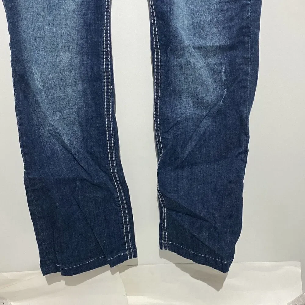 Rock and Roll Cowgirl Women's Blue‎ Embellished Low Rise Jeans Size 33X34
